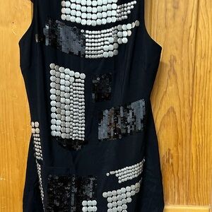 Bebe Black Mini Dress with Silver Sequin Design